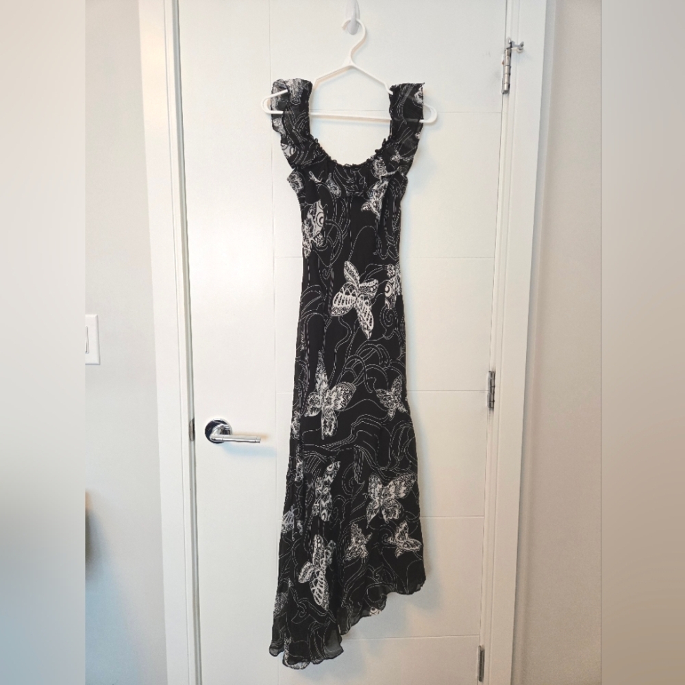 Vintage 90s Butterfly Ruffle Dress